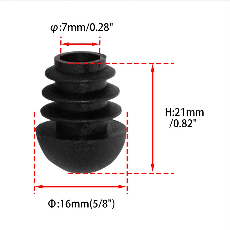 Flyshop 16-Pack 5/8", 16 mm Black Plastic End Caps Round Tube Inserts Furniture Glides for Tables and Chairs (Fit 5/8", 16 mm OD Tube) - Image 2